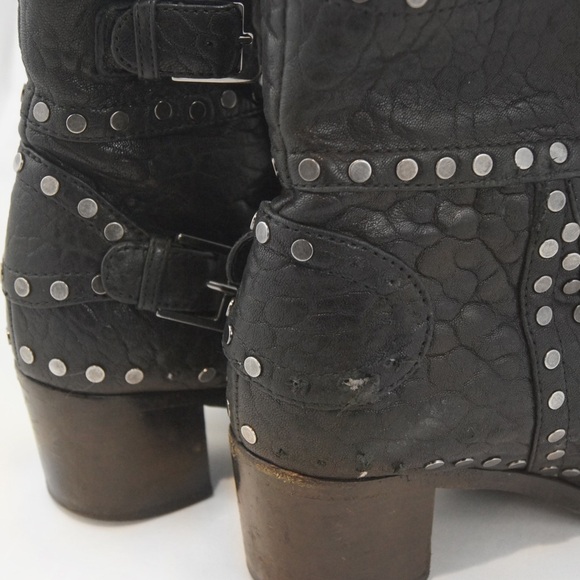 Designer Laurence Dacade Paris GATSBY Black Leather Stud Moto Ankle  Boots - Picture 6 of 6